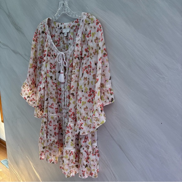 J. Jill Floral Peasant Blouse in Pink, Olive & Coral - Picture 10 of 14